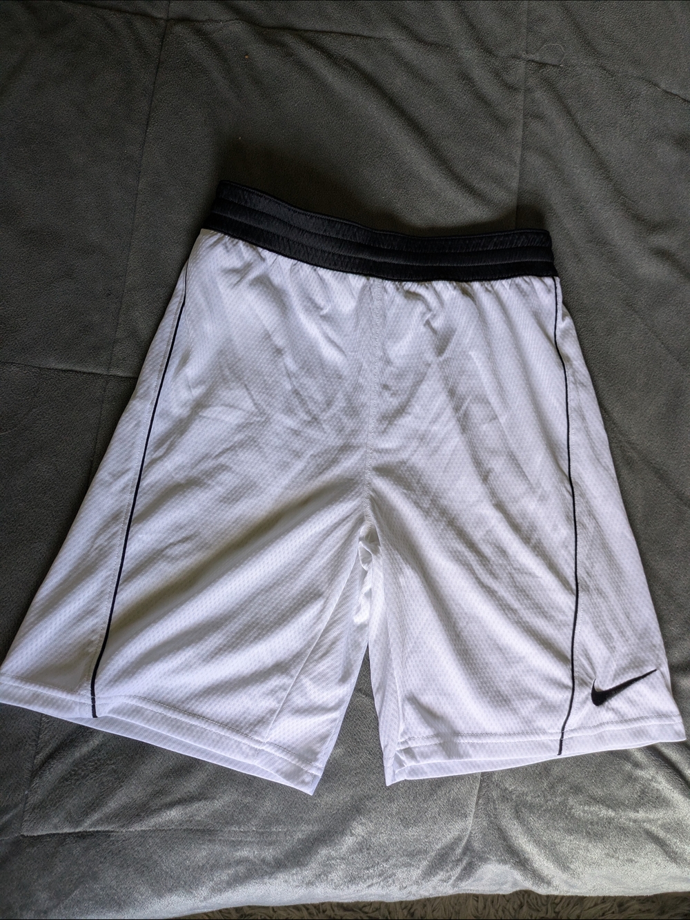 Nike Men’s White Athletic Shorts with Black Trim